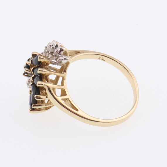 10k Yellow Gold Estate Sapphire & Diamond Ring Si… - image 3