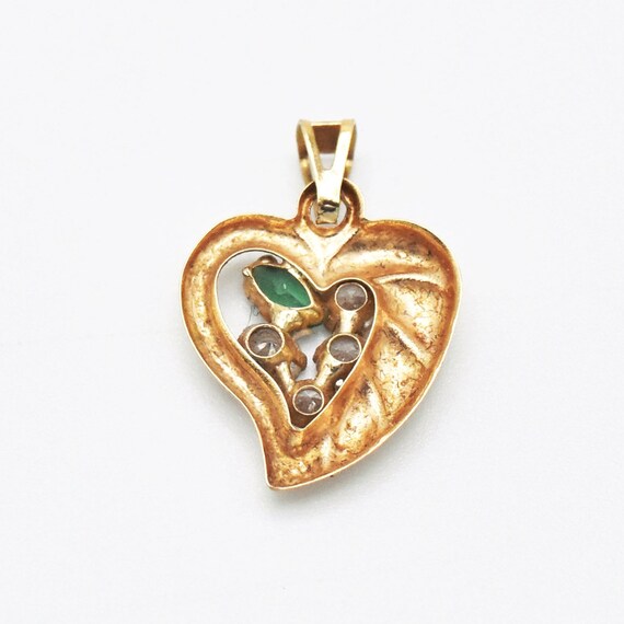 18k Yellow Gold Estate White Gemstone Emerald Ope… - image 2