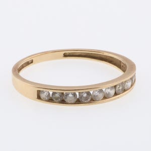 14k Yellow Gold Cubic Zirconia Wedding Band Estate Ring Size 9.25