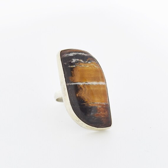 34mm Ladies Vintage 925 Sterling Silver Brown Amber Cabochon Solitaire Pendant