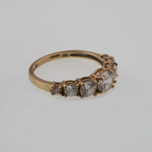 Jonc/bague en or jaune 10 carats et zircones cubiques multi-usages, taille 6