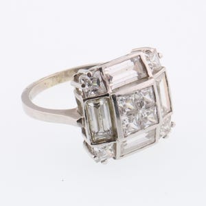 14k White Gold Multi Cubic Zirconia Estate Ring Size 6