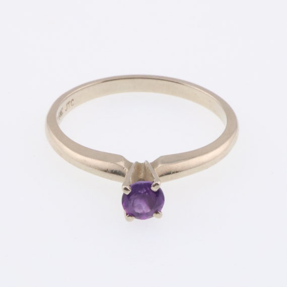 14k White Gold Solitaire Round Amethyst Estate Ri… - image 2