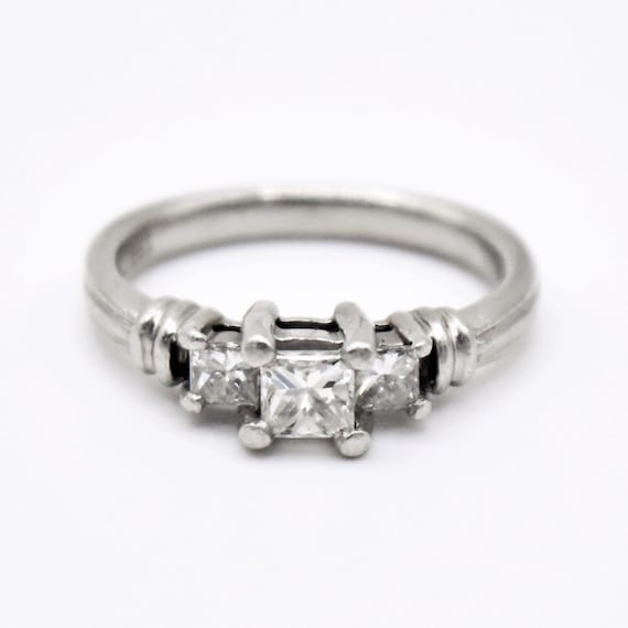 Platinum Estate 3 Diamond Engagement Ring .80 TCW… - image 2