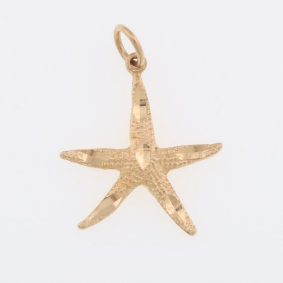 14k Yellow Gold Estate Textured Starfish Pendant