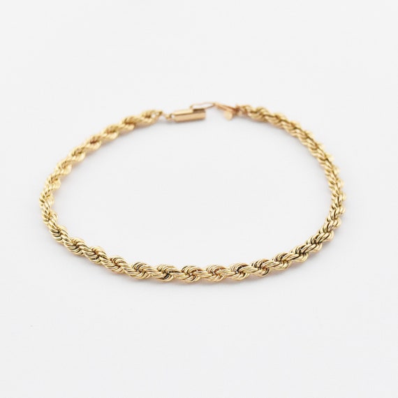 14k Yellow Gold Estate 8" Long Rope Style Bracelet - image 3