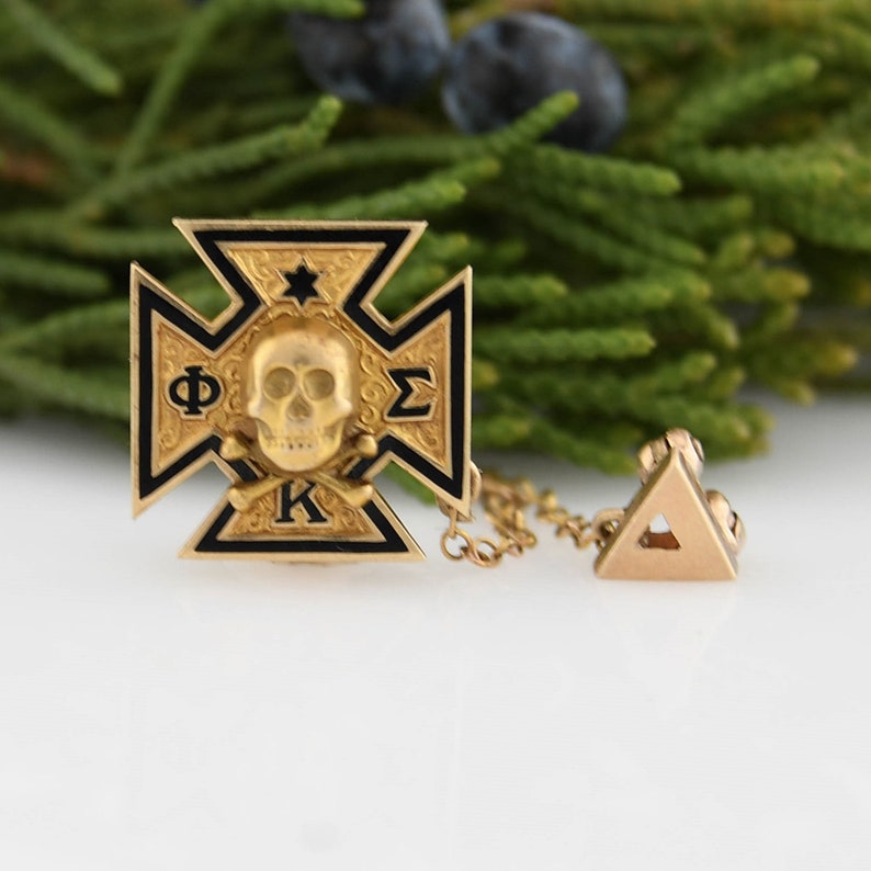 10k Yellow Gold Antique Phi Kappa Sigma Fraternity Skull Etsy