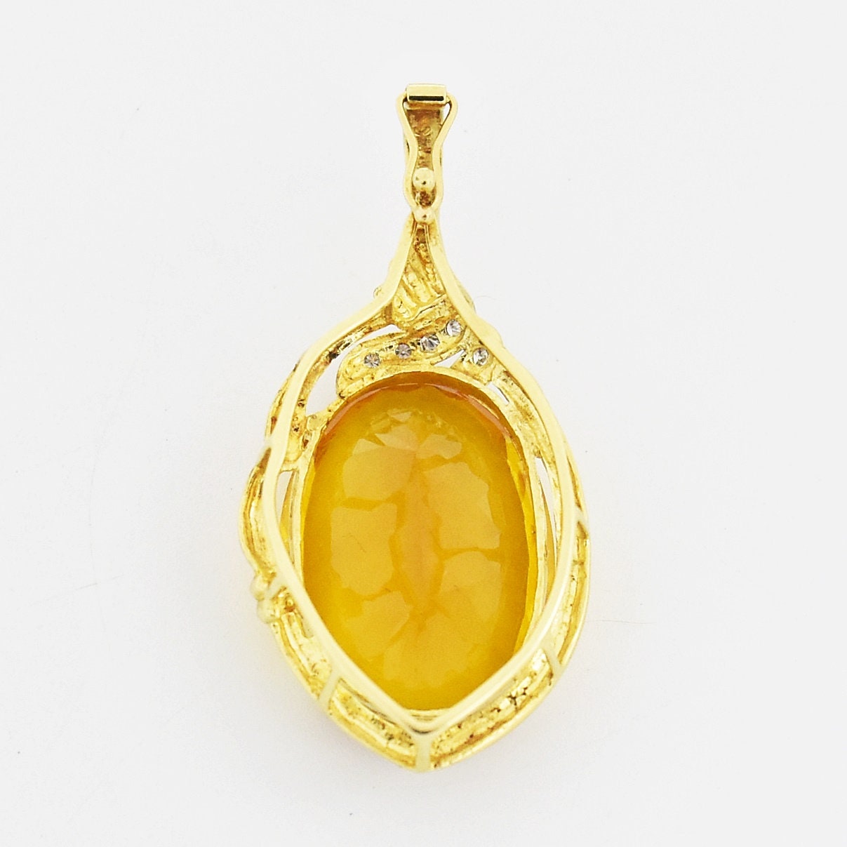 14k Yellow Gold Estate Large Citrine & Diamond Pendant - Etsy