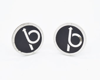 Sterling Silver 925 Lamode Estate Op Pop Art Black Enamel Cufflinks