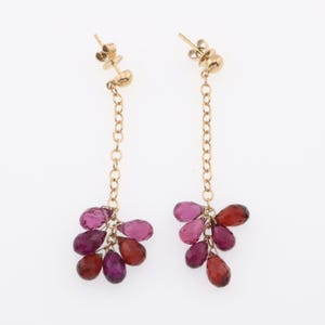14k Yellow Gold Multi Garnet Dangle/Drop Estate Earrings