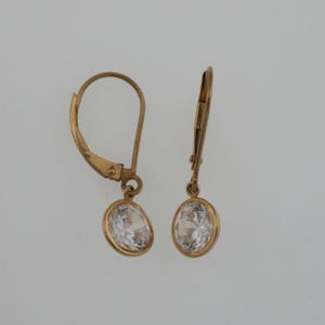 14k Yellow Gold Estate Cubic Zirconia Leverback Earrings
