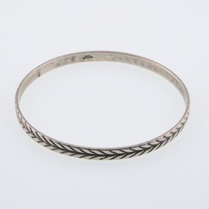 Modernist Estate Beau Textured Bangle Bracelet in Sterling Silver