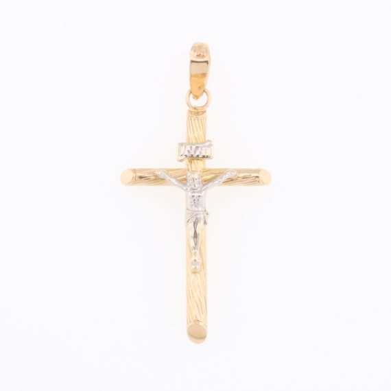 14k Yellow & White Gold Religious Crucifix Estate… - image 1