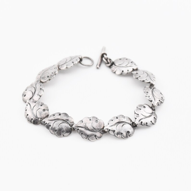 Neils Erik From Danish Modern Sterling Silver 7 Leaf Toggle Bracelet image 3