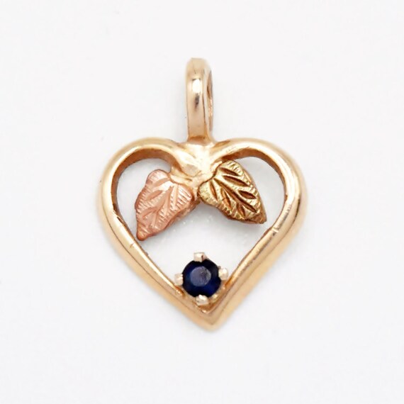 14k Yellow & Rose Gold Estate Open Heart Love Sap… - image 1