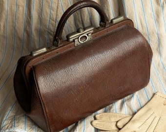 ヴィンテージ ブラックレザー ドクターバッグ 1930年代 | フランス製