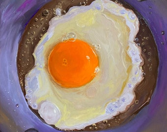 Fried egg original oil painting