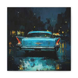 Blå 55-57 Chevy Belair Tri-five oljemålning konst 4 storlekar tillgängliga färg canvastavlor