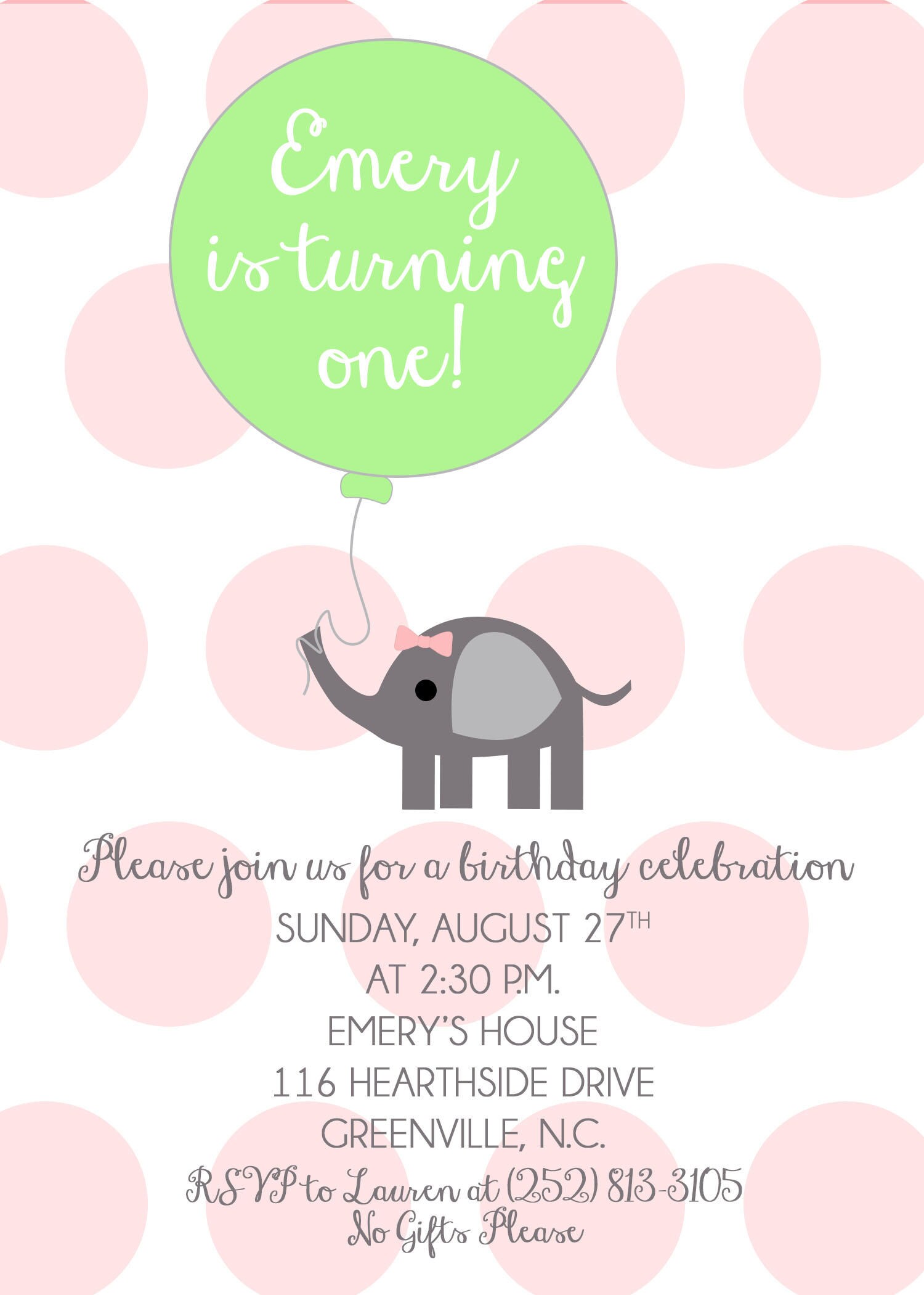 Elephant Birthday Party Invitation Etsy