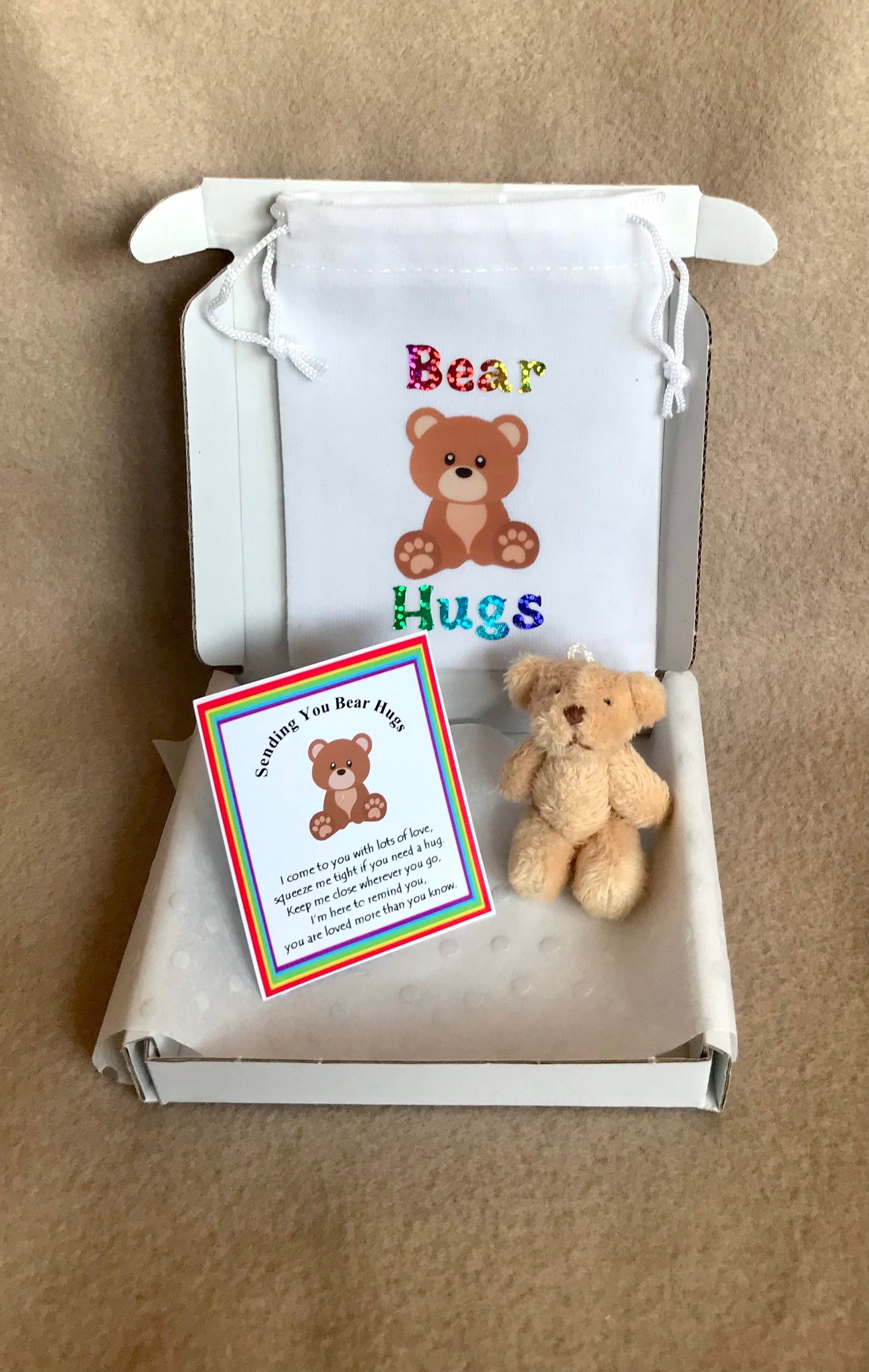 Mini Teddy Bear With Drawstring Bag Gift Thinking of You - Etsy UK