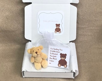 Mini teddy bear gift thinking of you little pocket hug thank you friendship love valentines get well keepsake