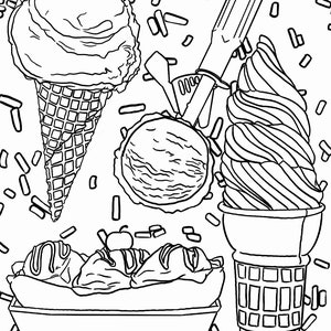 Ice Cream Coloring Page Downloadable Printable