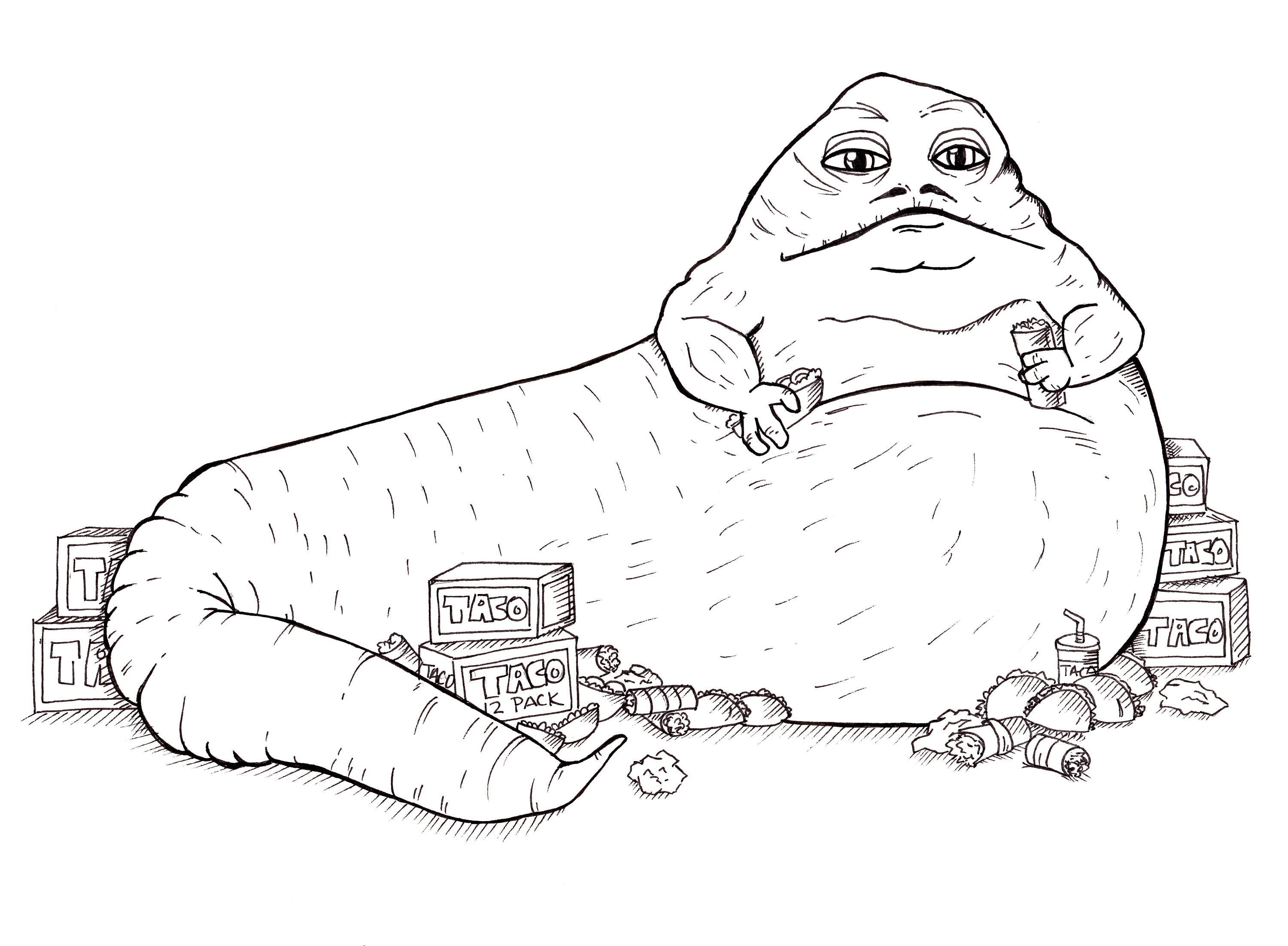Jabba The Taco Hutt Art illustration print fanart | Etsy