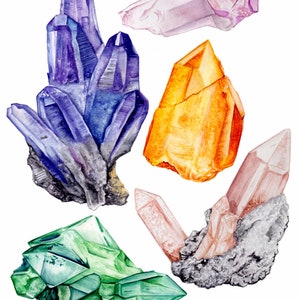 Crystal watercolor illustration print 11”x14”