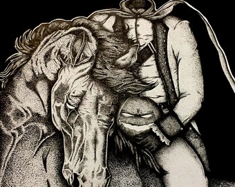 Headless Horseman illustration print ink