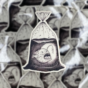 Angler Fish sticker ink illustration
