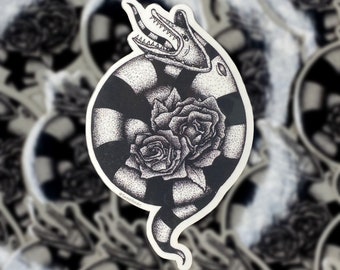 Sandworm and Roses Sticker art illustration