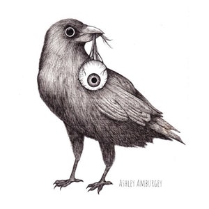 Alfred Hitchcocks The Birds ink illustration art print