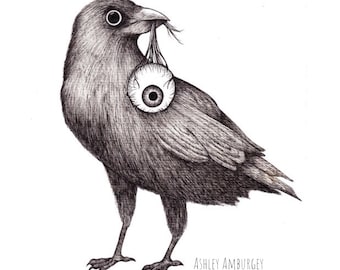 Alfred Hitchcocks The Birds ink illustration art print