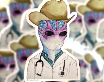 Cowboy Alien Doctor from Patience Sticker