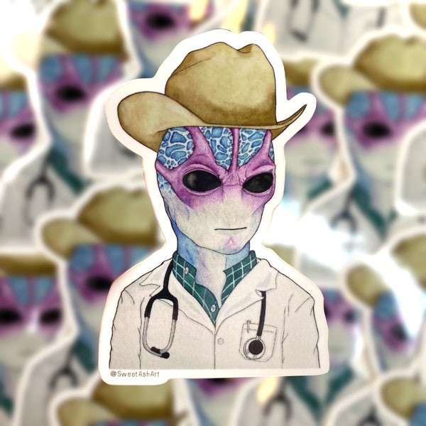 Cowboy Alien Doctor from Patience Sticker