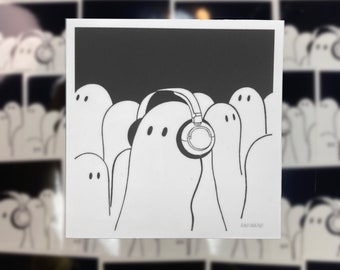 Music ghost sticker illustration art ink