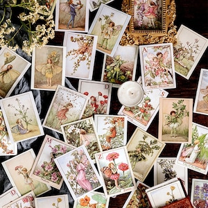 Flower Fairies Stickers Set, Vintage Garden Pixie Illustration Stickers, Vintage Girls, Garden Fairy Ephemera