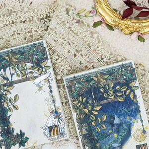 Two Sides of the Night Artist Illustration Notepad, Saleign&#39;s Lair, Castle, Vintage Collage Memo Paper, Junk Journal Ephemera, Paper Pack