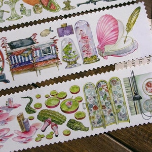 Witch&#39;s Home Masking Tape, Magical Specimen Washi and PET Tape, Seashell, Study Room Sticker Tape for Journal, Planner, and Scrapbook