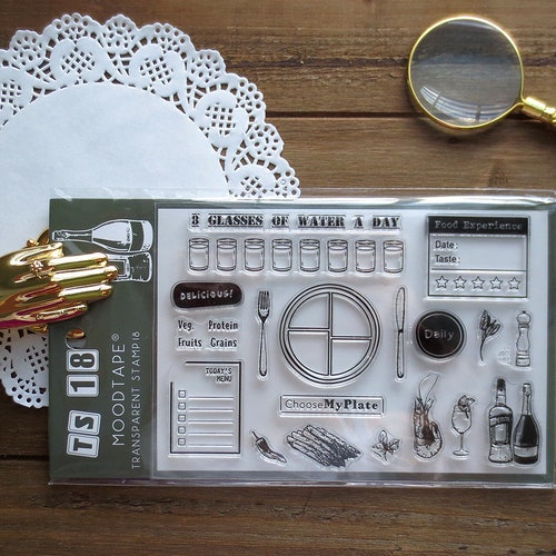 Food Tracker Acrylic Stamp Set Meal Planning Stamps for Etsy