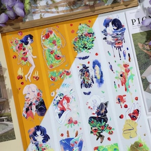 Ruban adhésif Washi Bord du jardin, rouleau de ruban adhésif Washi Illustration aquarelle pour filles originales, plantes, ruban adhésif floral floral, ruban de masquage, ruban déco