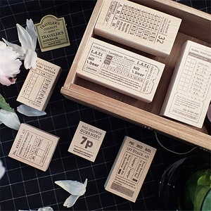 Transit Tickets Wooden Stamps, Vintage Bus Ticket Stubs Rubber Stamps for Junk Journal, Scrapbook, DIY Tickets