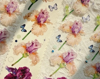 Taśma maskująca Iris Flowers 2, oryginalny projekt Mirage Museum, bardzo szeroka taśma washi Goldfish i PET