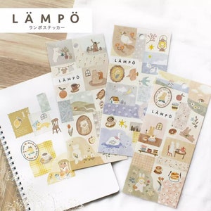 Mind Wave Lampo Serie Sticker Bogen, Tiere Alltag, Fuchs, Bär, Hase, Kawaii Aufkleber für Journal, Planer, japanische Schreibwaren