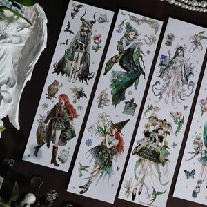 Green Book Masking Tape, originele Fairy Girls illustratie Washi en PET-tape, bosnimf, natuurheks, tijdschriftsticker fantasiethema