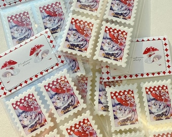 Zestaw naklejek stemplowych Mushroom Girls, płatki naklejek Mirage Museum