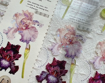 Taśma maskująca Iris Flowers 1, oryginalny projekt Mirage Museum, bardzo szeroka taśma washi Goldfish i PET