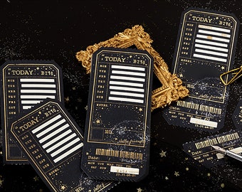Space Travel Gold Foil Memo Pad, Viaje a través de la Vía Láctea, Rastreador de horarios, Rastreador de notas de día, Galaxia, Luna