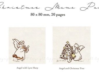 Christmas Memo Pad, Krimgen Original Design Notepad, Vintage Children Illustration Paper Pad for Junk Journal, Ephemera