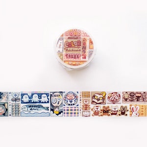 Gehaktbal gekleurde patchwork washitape, regenboog, gehaktbal-serie washitape op rol, doodle-afplaktape, decoratietape voor creatief tijdschrift